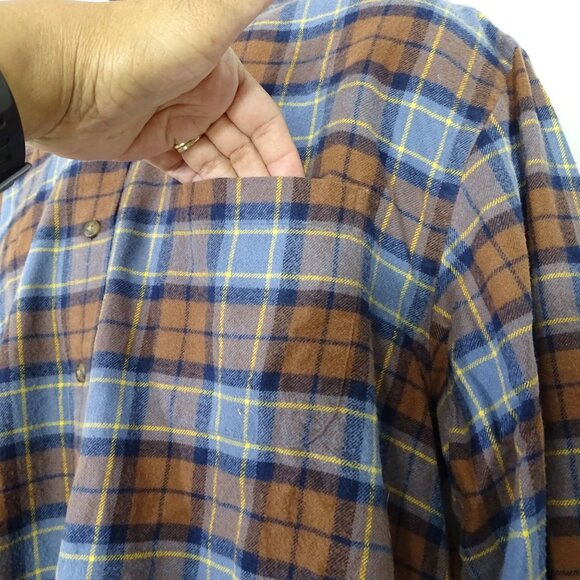 Vineyard Vines Murray Shirt Flannel Men Size L Button Down Brown Blue Plaid - Picture 4 of 10